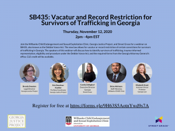 CEASE Webinar 11/12 at 2pm on Vacatur and Record Restriction for Survivors of Trafficking